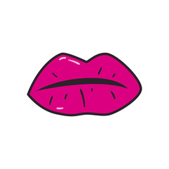 female mouth line and fill style icon vector design