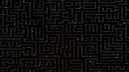 Abstract concept 3D rendering image isolated background 3D render black maze