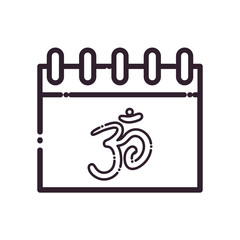Hinduism om inside calendar line style icon vector design
