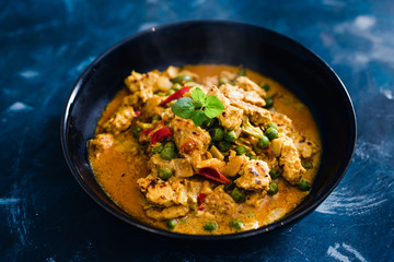 plant-based food, vegan curry stir fry with grilled tofu chunks