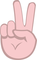 Vector emoticon illustration of a hand, making the peace sign