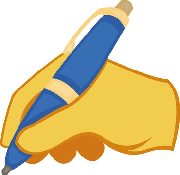 recommend clip art: Vector emoticon illustration of a hand, writing with a pen