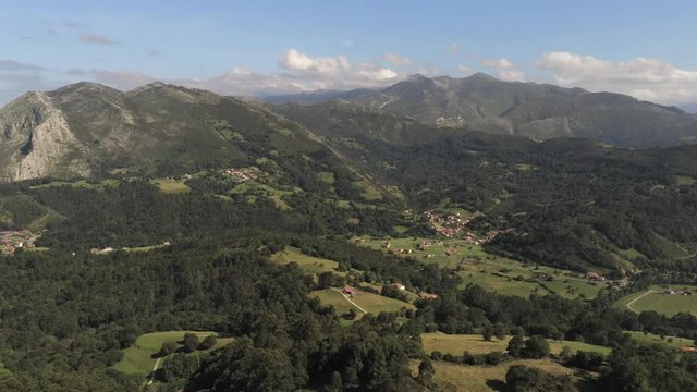 Landscape in Picos de Europa. National Park.  Asturias,Cantabria and Leon. Spain Aerial Drone Footage