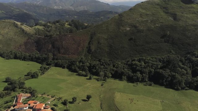 Landscape in Picos de Europa. National Park.  Asturias,Cantabria and Leon. Spain Aerial Drone Footage