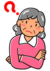 不審に思うシニア女性