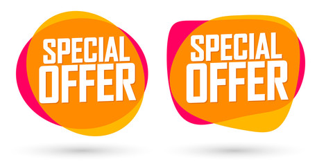 Set Special Offer bubble banners design template, sale tags collection, app icons, vector illustration
