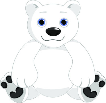 Cartoon polar bear sitting. Vector illustration of cute Polar Bear. Simple white bear character.
