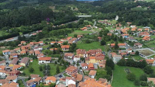Nueva de Llanes, village of Asturias,Spain. Aerial Drone Footage