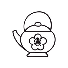 chinese tea pot line style icon vector design