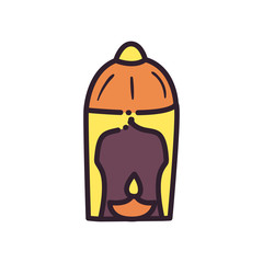 diwali candle with lamp line and fill style icon vector design
