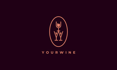 illustration vector graphic logo designs. pictogram logo wine with letter W as a couple wine