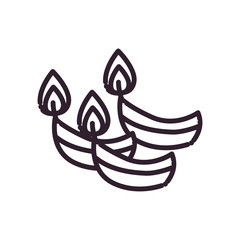 diwali three candles line style icon vector design