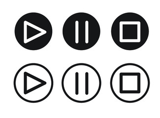 media player button set | play button | stop button | pause button | audio visual buttons