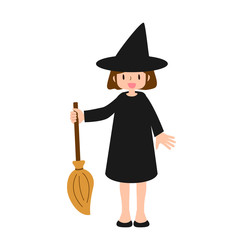 ハロウィンで魔女の仮装をした女の子のイラスト