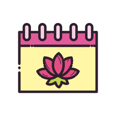 lotus flower in calendar line and fill style icon vector design