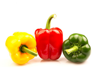 Sweet bell pepper for healthy on white background.Diet food and vegan concept.Closeup with Clipping Path.