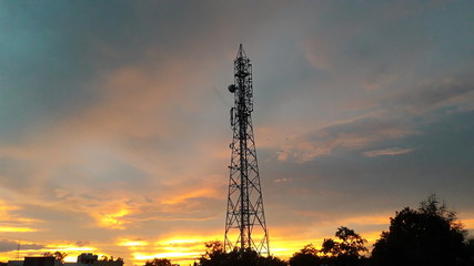 silhouette of a tower