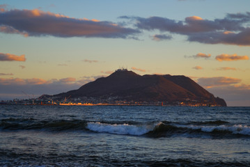 函館山　夕暮れ　素材