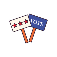 usa vote banners line and fill style icon vector design