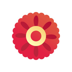 chinese flower in circle shaped gradient style icon vector design