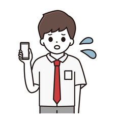 男子学生 スマートフォン イラスト