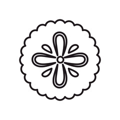 chinese flower in circle shaped line style icon vector design