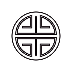 chinese seal stamp line style icon vector design