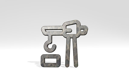 SHIPMENT CRANE 3D icon standing on the floor, 3D illustration for delivery and cargo