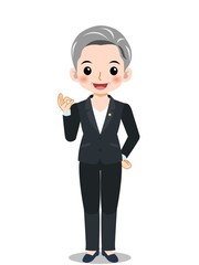 スーツを着た白髪の女性