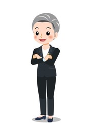 スーツを着た白髪の女性