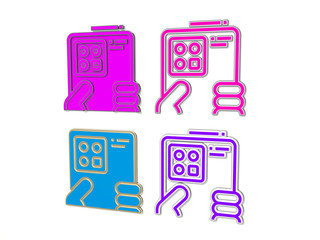 multi 4 icons set, 3D illustration for color and background