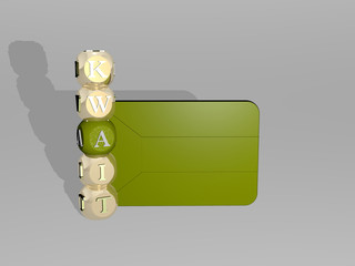 Fototapeta 3D graphical image of kwait vertically along with text built around the icon by metallic cubic letters from the top perspective excellent for the concept presentation and slideshows obraz
