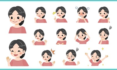 ピンクの服を着た中年女性