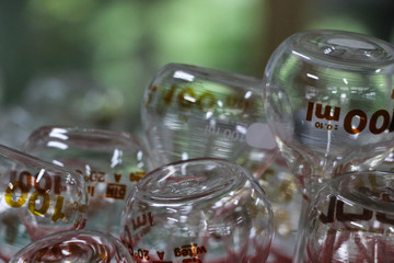 glassware laboratory of equipment at workplace for background