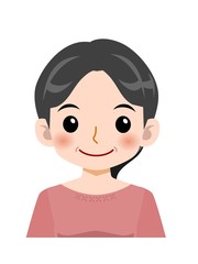 ピンクの服を着た中年女性