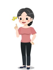 ピンクのTシャツを着た中年の女性