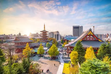 Papier Peint photo autocollant Tokyo  Sensoji Temple from top view