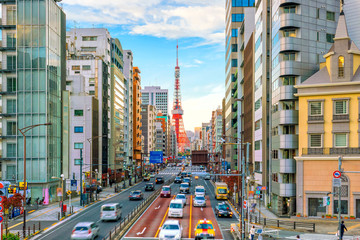 Tokyo city street view with Tokyo Tower © f11photo