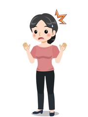 ピンクのTシャツを着た中年の女性