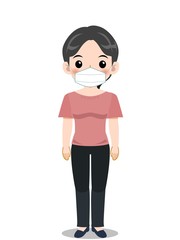 ピンクのTシャツを着た中年の女性