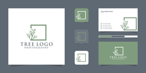 tree vector logo. tree features. this logo is decorative, modern, clean and simple. and business card