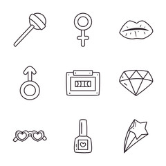 pop art line style icon set vector design