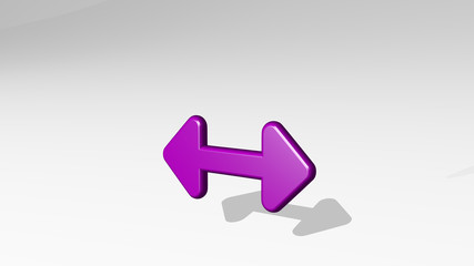 EXPAND HORIZONTAL 3D icon casting shadow, 3D illustration for background and business