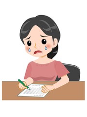 ピンクの服を着た中年女性