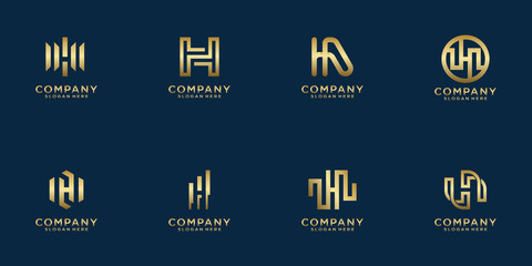 Golden set of creative designs for luxury, elegant business