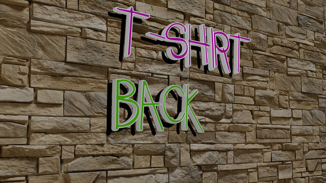t shirt back text on textured wall, 3D illustration for t-shirt and background
