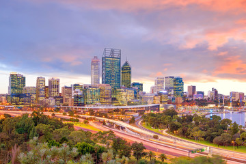 Fototapeta na wymiar Downtown Perth skyline in Australia