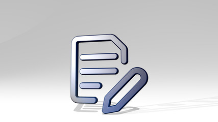 COMMON FILE TEXT EDIT 3D icon standing on the floor, 3D illustration for background and animal
