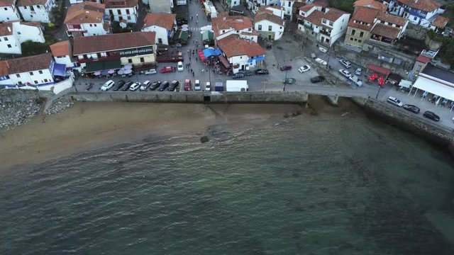 Tazones, beautiful coastal village in Asturias,Spain. Aerial Drone Footage