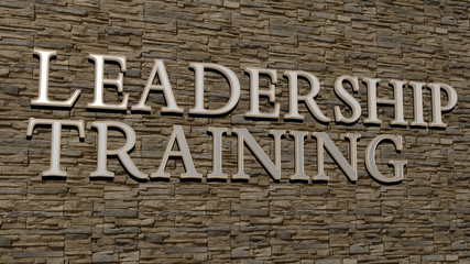 leadership training text on textured wall, 3D illustration for business and concept © Ali
